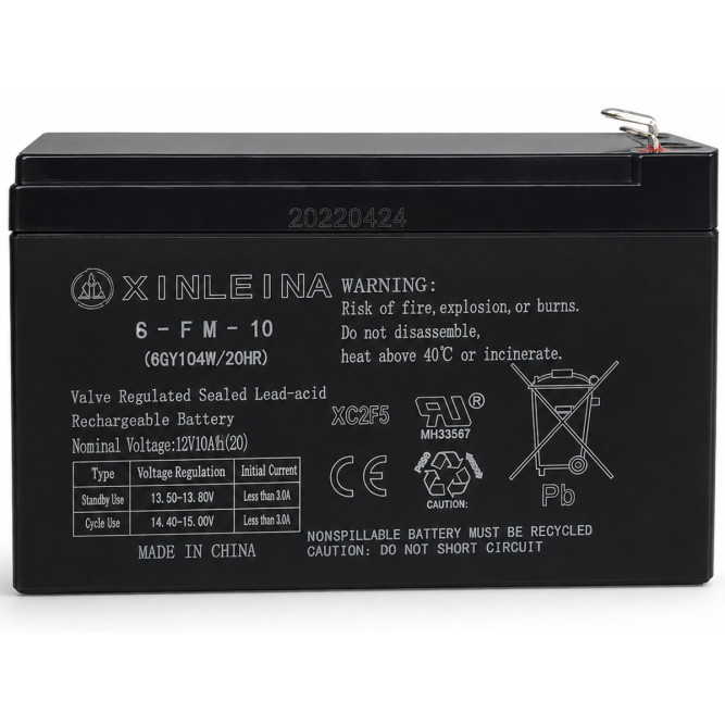 Аккумулятор XINLEINA 12V10Ah/20Hr - X-6FM10