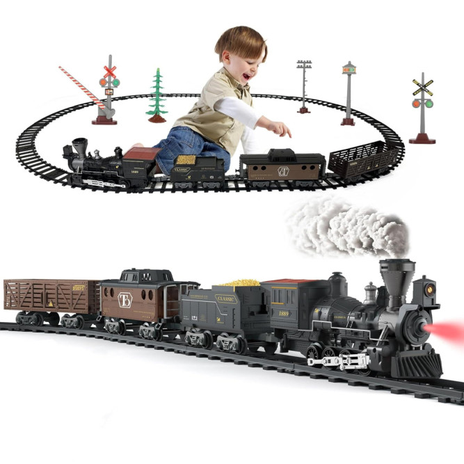 Детская железная дорога Fenfa с паром, свет, звук - 1613A