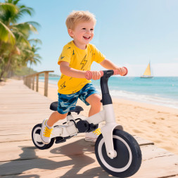 Детский беговел-велосипед 8в1 с крышей и ручкой, бежевый - TR010-BEIGE