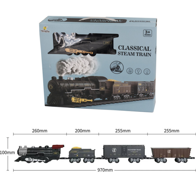 Детская железная дорога Fenfa с паром, свет, звук - 1613D