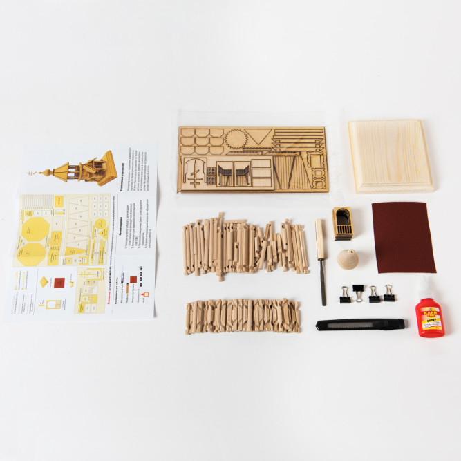 Конструктор из дерева &amp;quot;Часовня&amp;quot; с инструментами - K01N