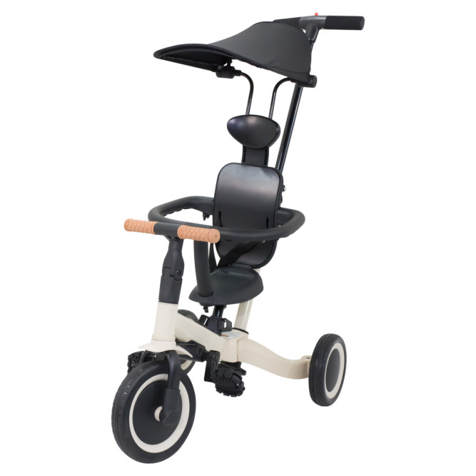 Детский беговел-велосипед 8в1 с крышей и ручкой, бежевый - TR008C-BEIGE