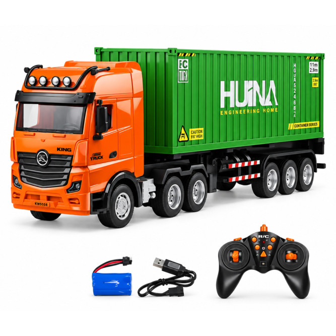 Радиоуправляемый грузовик контейнеровоз HUINA 1:18 - HN1317-GREEN