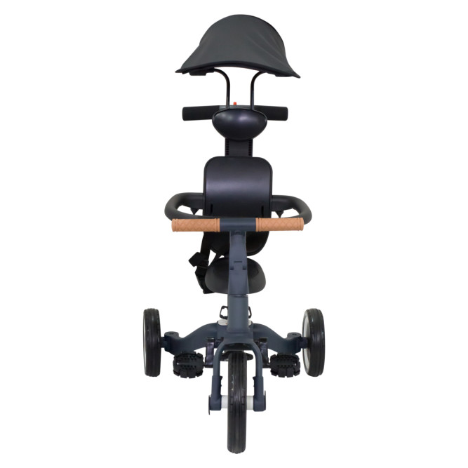 Детский беговел-велосипед 8в1 с крышей и ручкой, темно-серый - TR008C-DARK-GREY