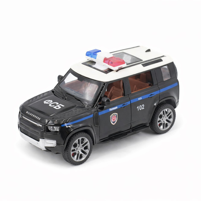 Радиоуправляемая металлическая полицейская машина Land Rover Defender 1:22 - HCL-3610-BLACK
