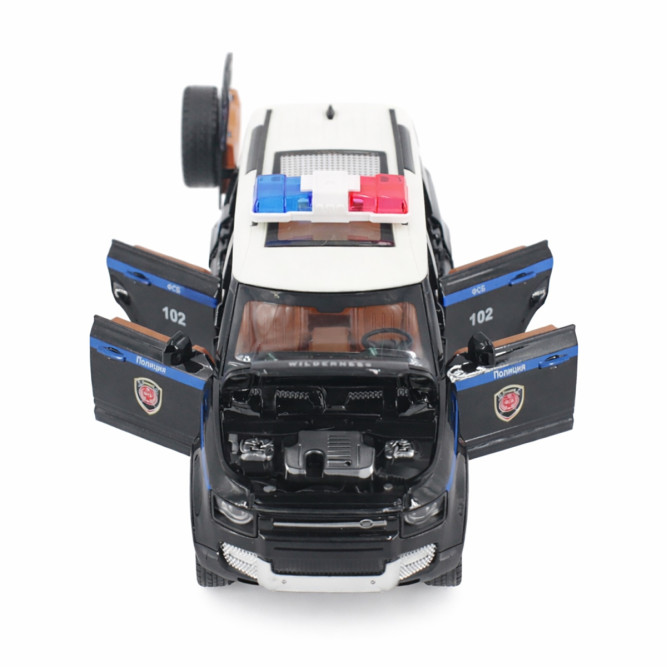 Радиоуправляемая металлическая полицейская машина Land Rover Defender 1:22 - HCL-3610-BLACK