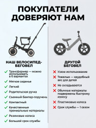 Детский беговел-велосипед 6в1 с родительской ручкой, зеленый - TR008-CYAN