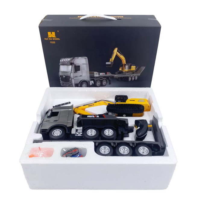 Радиоуправляемый грузовик трейлер с экскаватором HUINA 1:18 - HN1522