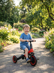 Детский беговел-велосипед 6в1 с родительской ручкой, красный - TR008-RED