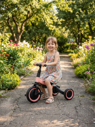 Детский беговел-велосипед 6в1 с родительской ручкой, розовый - TR008-PINK